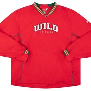 Minnesota Wild Red Pullover Windbreaker - Reebok - Y2K Face Off MEN XL